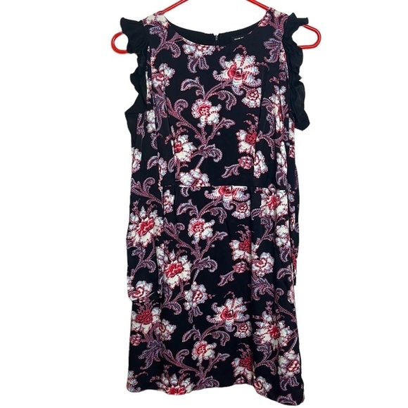 Club Monaco Floral Teodora Cold-Shoulder Dress Black Size 0 - Picture 4 of 16
